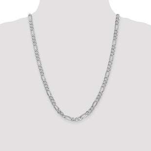 14K White Gold Flat Figaro with Lobster Clasp Chain (Style WFIG160-24)