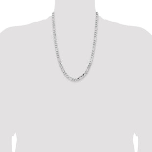 14K White Gold Flat Figaro with Lobster Clasp Chain (Style WFIG200-24)