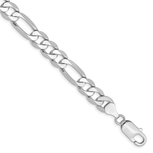 14K White Gold Flat Figaro with Lobster Clasp Bracelet (Style WFIG200-8)