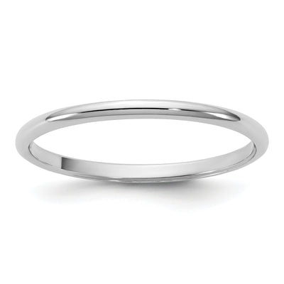 14K White Gold Lightweight Half Round Band