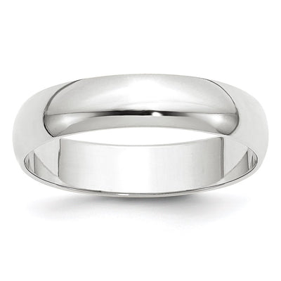 14K White Gold Lightweight Half Round Band
