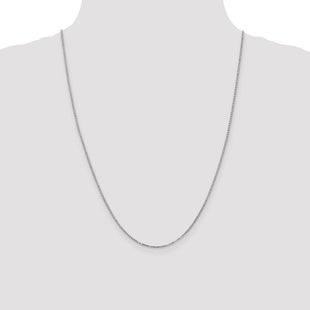 14K White Gold Box with Lobster Clasp Chain (Style WLB125-24)
