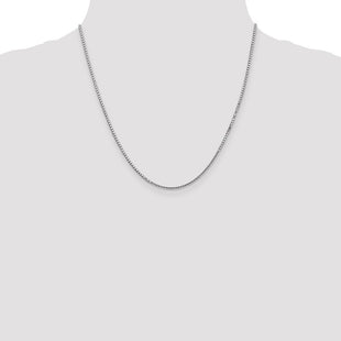 14K White Gold Box with Lobster Clasp Chain (Style WLB150-20)