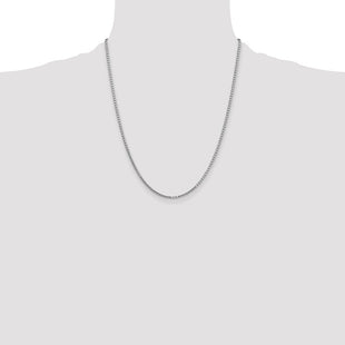 14K White Gold Box with Lobster Clasp Chain (Style WLB200-22)