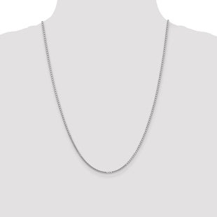14K White Gold Box with Lobster Clasp Chain (Style WLB200-24)