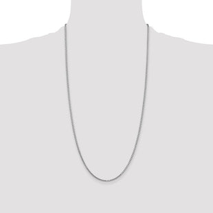 14K White Gold Box with Lobster Clasp Chain (Style WLB200-28)