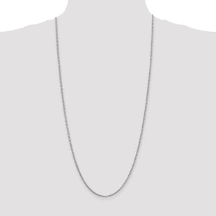 14K White Gold Box with Lobster Clasp Chain (Style WLB200-30)
