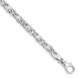 14K White Gold Hand Polished and Satin Fancy S-Link with Fancy Lobster Clasp Bracelet (Style WLK400-8)