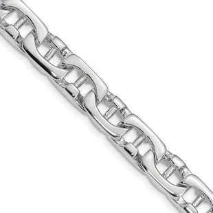 14K White Gold Hand Polished Fancy Link with Fancy Lobster Clasp Chain (per inch) (Style WLK409)