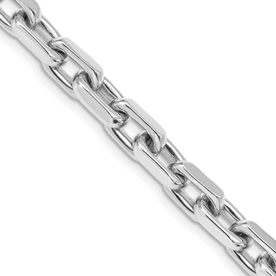 14K White Gold Hand Polished Fancy Link with Lobster Clasp Chain, 20 x 7mm