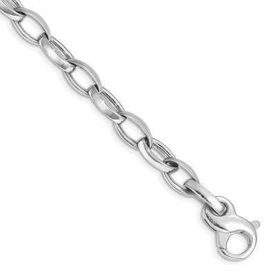 14K White Gold Hand Polished and Satin Fancy Link with Fancy Lobster Clasp Necklace
