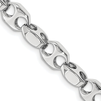 14K White Gold Hand Polished Fancy Link with Fancy Lobster Clasp Chain, 20 x 7.2mm