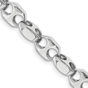 14K White Gold Hand Polished Fancy Link with Fancy Lobster Clasp Chain (per inch) (Style WLK609)