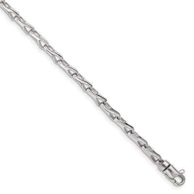 14K White Gold Hand Polished Fancy Link with Lobster Clasp Bracelet, 7.25 x 3.5mm