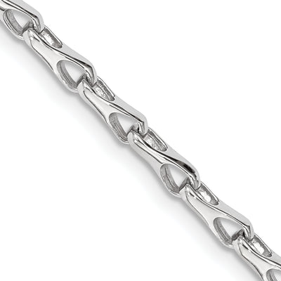 14K White Gold Hand Polished Fancy Link with Lobster Clasp Chain, 18 x 3.5mm