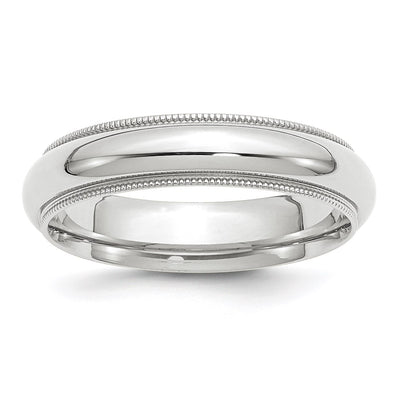 14K White Gold Milgrain Half Round Comfort Fit Wedding Band