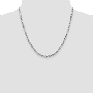 14k White Gold D/C Milano Rope Chain (Style WMIL060-20)