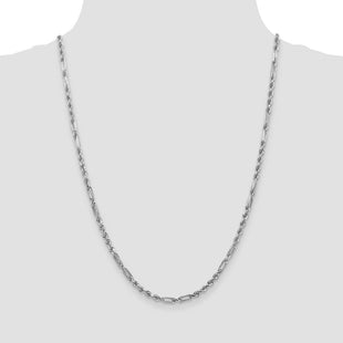 14k White Gold D/C Milano Rope Chain (Style WMIL060-24)