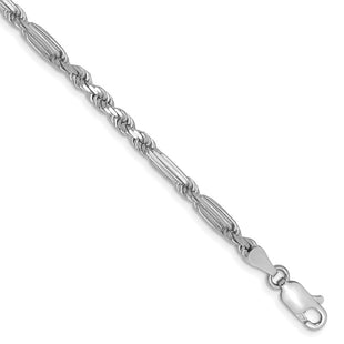 14k White Gold D/C Milano Rope Chain (Style WMIL060-8)