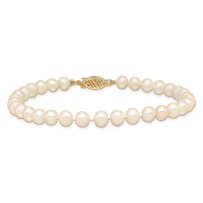 14K White Near-Round Freshwater Cultured Pearl, 20 x 5 o 6mm