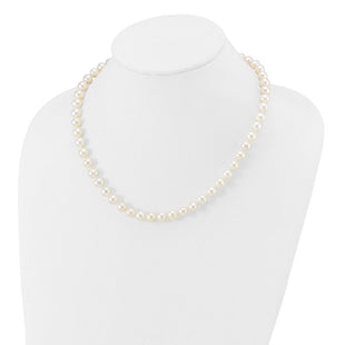 14k White Gold 7- White Near Round Freshwater Cultured Pearl Necklace (Style WPN070W-18)