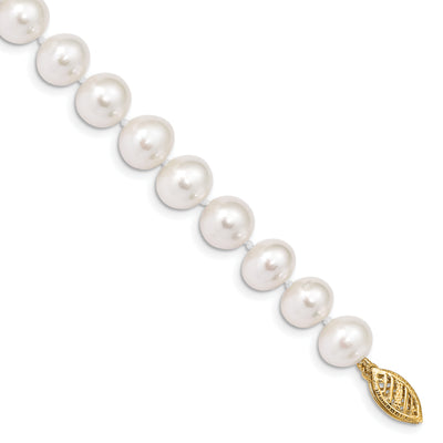 14K White Near-Round Freshwater Cultured Pearl Bracelet