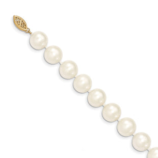 14k 10- White Near-Round Freshwater Cultured Pearl Necklace (Style WPN100-18)
