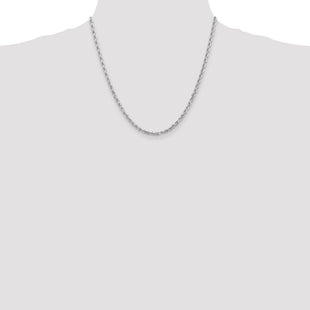 14K White Gold Diamond-cut Quadruple Rope Lobster Clasp Chain (Style WQT025-20)