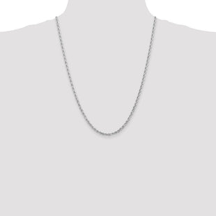 14K White Gold Diamond-cut Quadruple Rope Lobster Clasp Chain (Style WQT025-24)