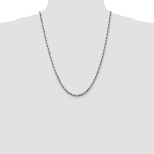 14K White Gold Diamond-cut Quadruple Rope Lobster Clasp Chain (Style WQT030-24)