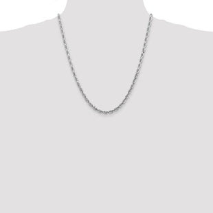 14K White Gold Diamond-cut Quadruple Rope Lobster Clasp Chain (Style WQT035-22)