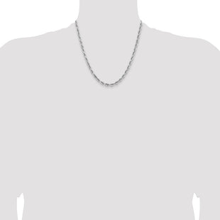 14K White Gold Diamond-cut Quadruple Rope Lobster Clasp Chain (Style WQT040-20)