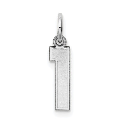 14K White Gold Small Satin Number 1 Charm