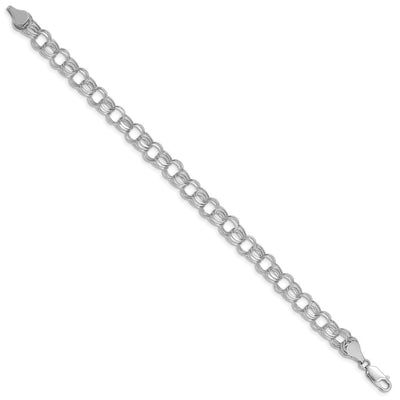 14K White Gold Hollow Triple Link Charm Bracelet