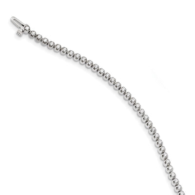 14K White Gold Complete 1 carat Round AA Diamond 4-prong Tennis Bracelet