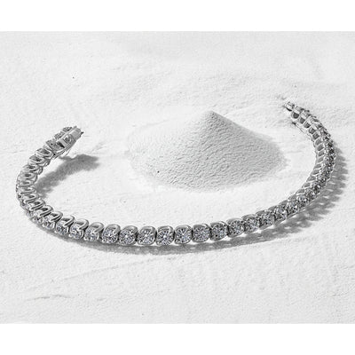 14K White Gold Complete 1 carat Round AA Diamond 4-prong Tennis Bracelet