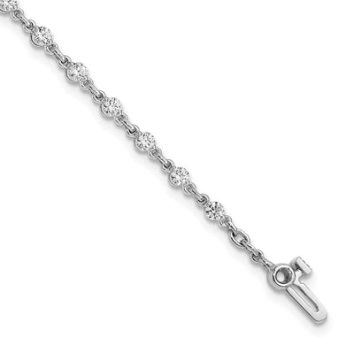 14K White Gold Complete 1.4 carat Round AAA Diamond 2-prong Tennis Bracelet