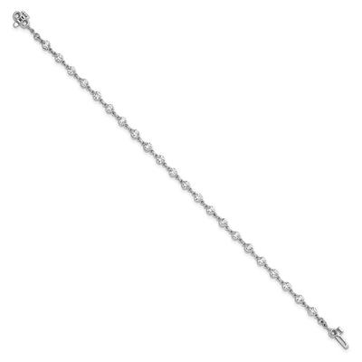 14K White Gold Complete 2.25 carat Round A Diamond 2-prong Tennis Bracelet