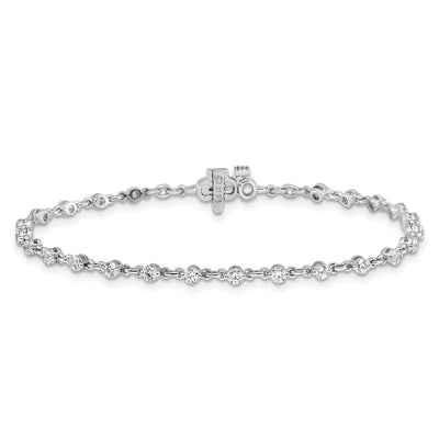 14K White Gold Complete 2.25 carat Round A Diamond 2-prong Tennis Bracelet
