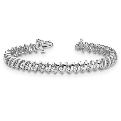 14K White Gold Holds 0.93 carat Round Diamond Fancy Spiral Tennis Bracelet Mounting
