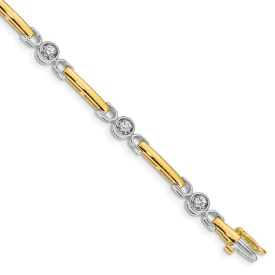 14K Two-tone Complete 1/2 carat Round VS Diamond Bar Tennis Bracelet