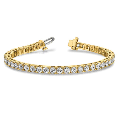 14K Complete 6.6 Carat Round Diamond 4-Prong Tennis Bracelet