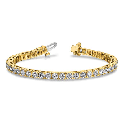 14K Complete 12.5 carat Round VS Diamond 4-prong Tennis Bracelet