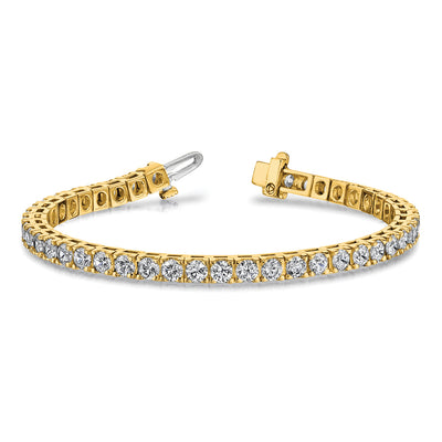 14K Complete 1.25 Carat Round Diamond 4-Prong Tennis Bracelet, 7 x 7mm