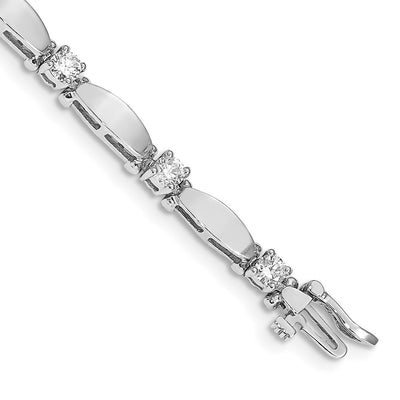 14K White Gold Complete 1.87 carat Round A Diamond Curved Bar Link Tennis Bracelet