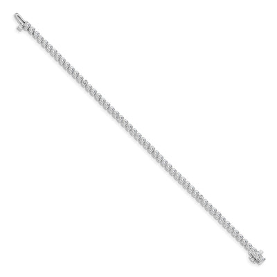 14K White Gold Complete 2.4 carat Round A Diamond 3-prong Tennis Bracelet