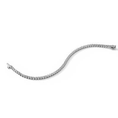 14K White Gold Complete 2.4 carat Round AA Diamond 3-prong Tennis Bracelet