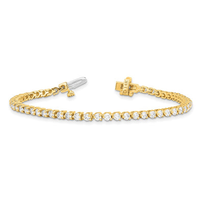 14K Complete 3.3 Carat Round Diamond 3-Prong Tennis Bracelet