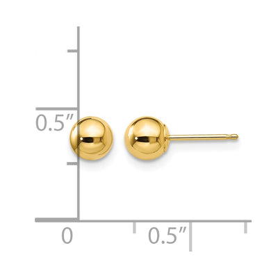 14K Polished Ball Post Earrings, 5 x 5mm