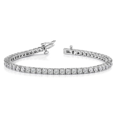 14K White Gold Complete 1.84 carat Round A Diamond 4-prong Tennis Bracelet
